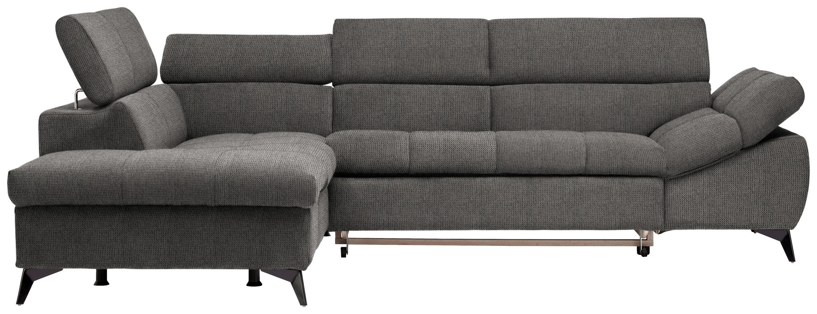 ECKSOFA in Mikrofaser Grau  - Schwarz/Grau, Design, Kunststoff/Textil (210/279cm) - Livetastic