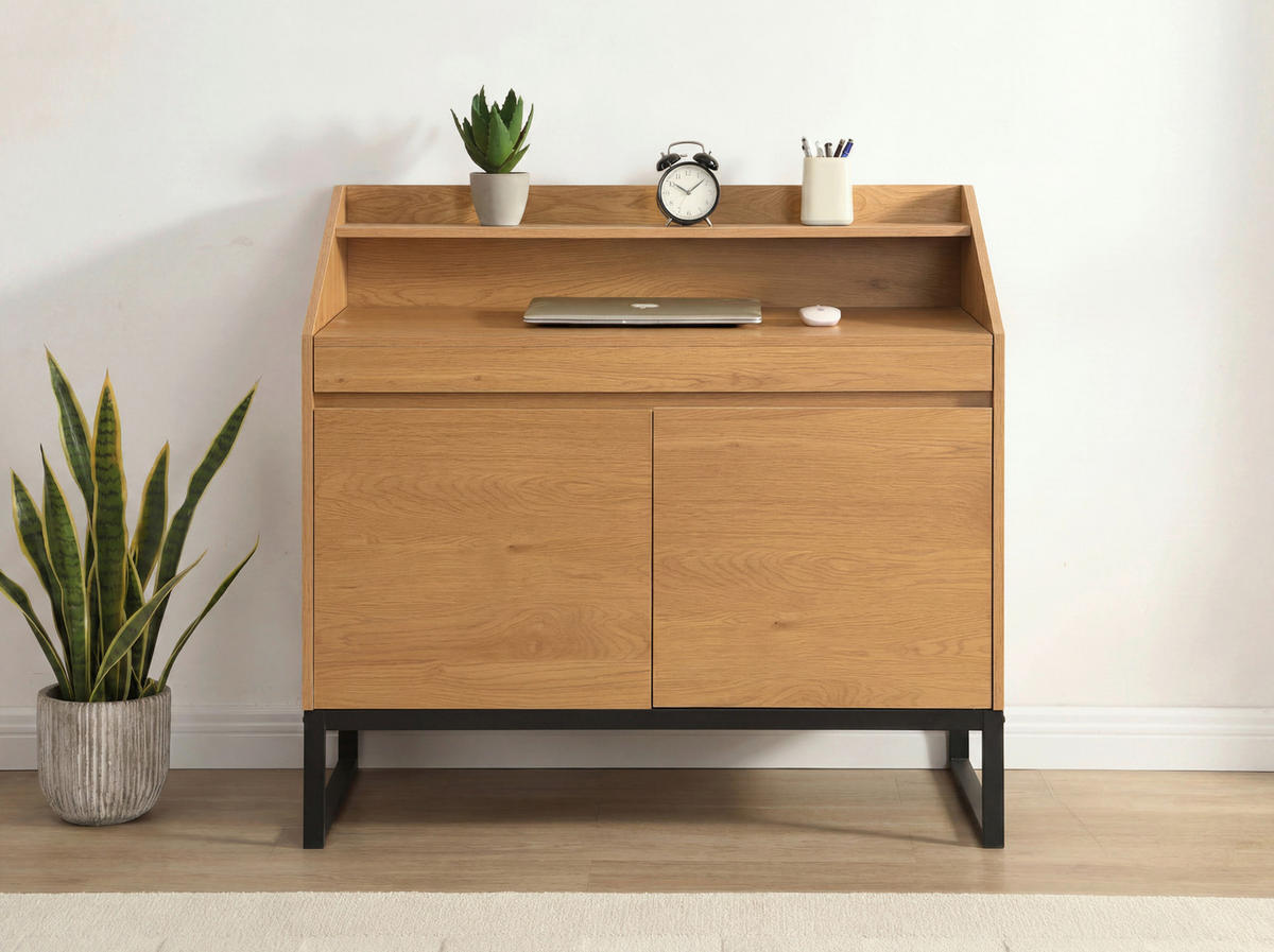 SCHREIBTISCH 100/45/95 cm Braun  - Schwarz/Braun, Design, Holzwerkstoff/Metall (100/45/95cm) - Livetastic