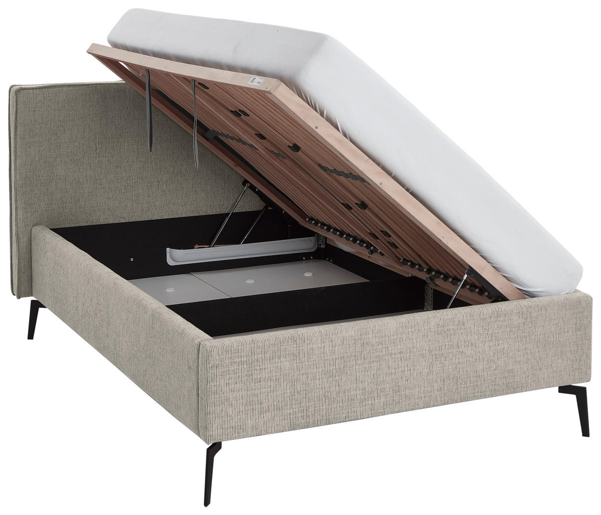 POLSTERBETT 140/200 cm  in Greige  - Greige/Birkefarben, Design, Holz/Textil (140/200cm) - home24