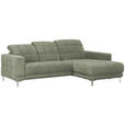 ECKSOFA in Webstoff Grün  - Chromfarben/Grün, Design, Textil/Metall (260/187cm) - Xora