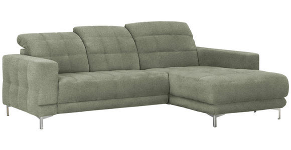 ECKSOFA in Webstoff Grün  - Chromfarben/Grün, Design, Textil/Metall (260/187cm) - Xora