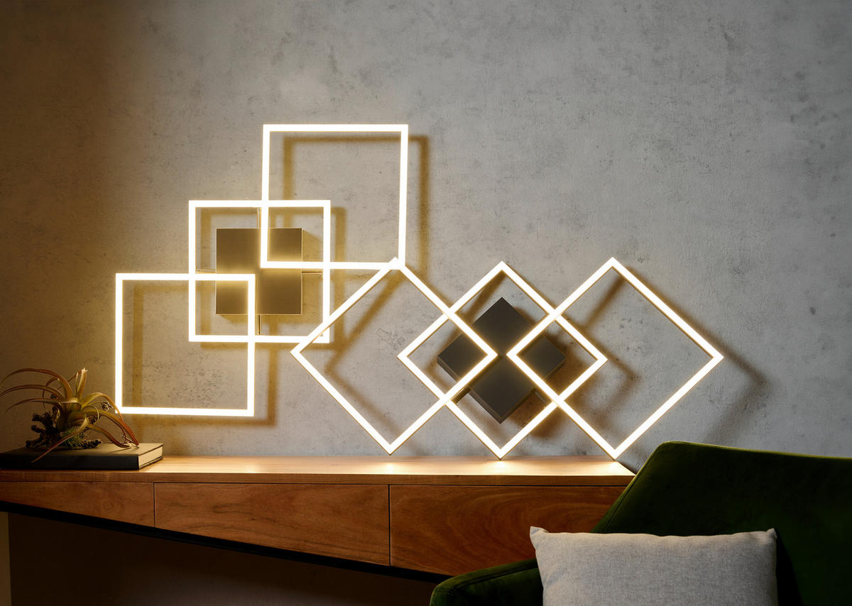 STROPNÍ LED SVÍTIDLO, 75,5/37/6 cm - barvy niklu, Trend, kov/plast (75,5/37/6cm) - Novel
