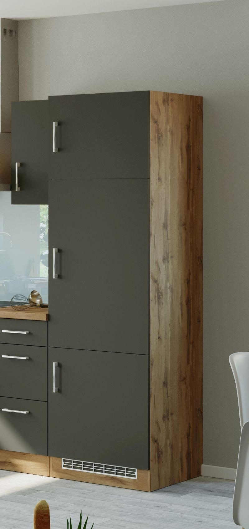 SKÅP FÖR VITVAROR 60/200/60 cm  i antracit  - kromfärg/antracit, Modern, metall/träbaserade material (60/200/60cm) - Held