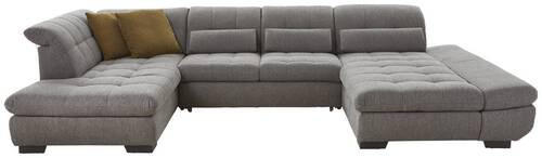 WOHNLANDSCHAFT Blau, Grau Mikrofaser  - Blau/Schwarz, Design, Textil/Metall (204/350/211cm) - Xora