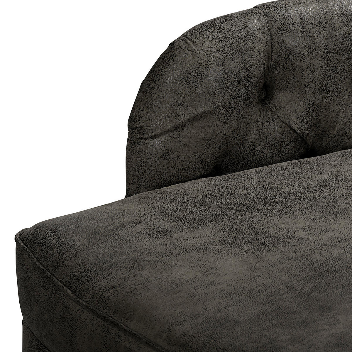 RÉCAMIERE Lederlook Anthrazit  - Anthrazit/Braun, Design, Holz/Textil (185/93/75cm) - Livetastic