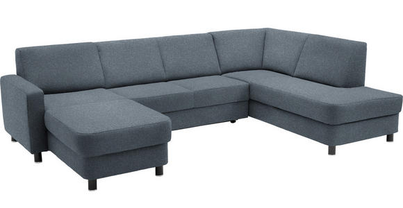 WOHNLANDSCHAFT in Webstoff Blaugrau - Blaugrau/Schwarz, Design, Holz/Textil (165/296/198cm) - Xora