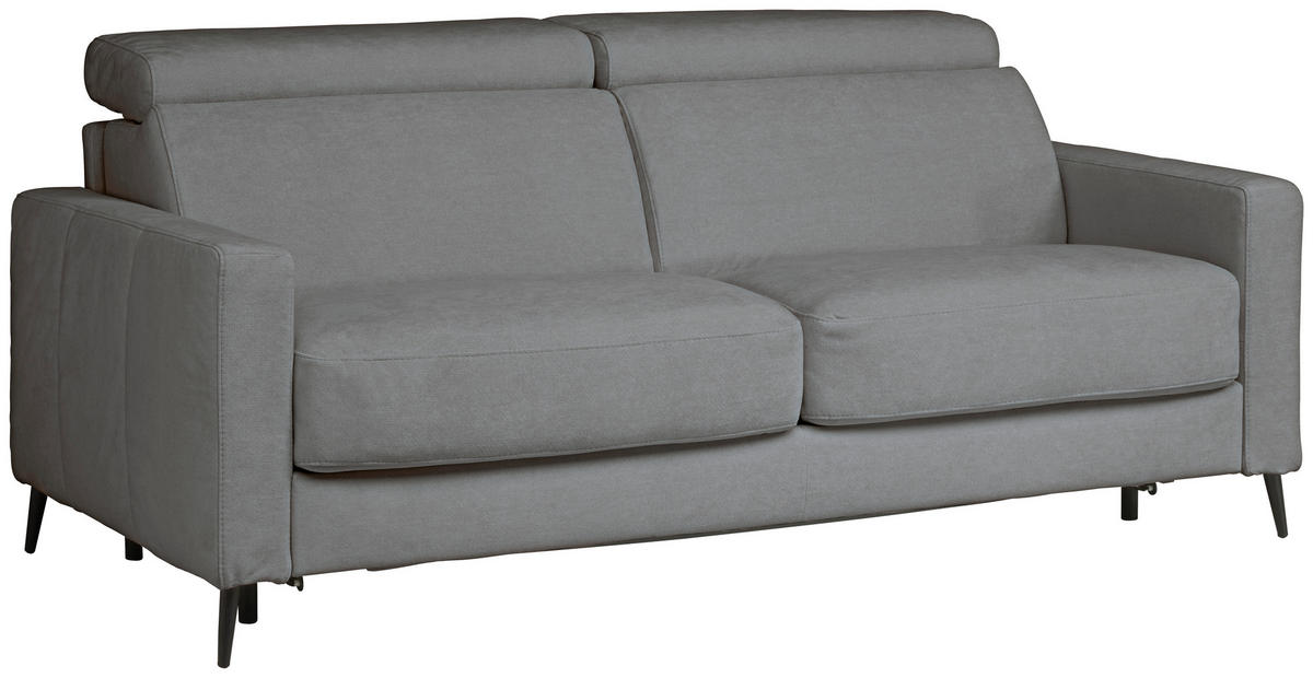 SCHLAFSOFA MIT TEMPUR MATRATZE Velours Grau  - Schwarz/Grau, Design, Textil/Metall (200/85-99/104cm) - Novel