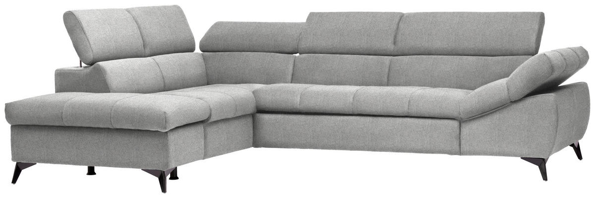 ECKSOFA in Mikrofaser Hellgrau  - Hellgrau/Schwarz, Design, Kunststoff/Textil (210/279cm) - Livetastic