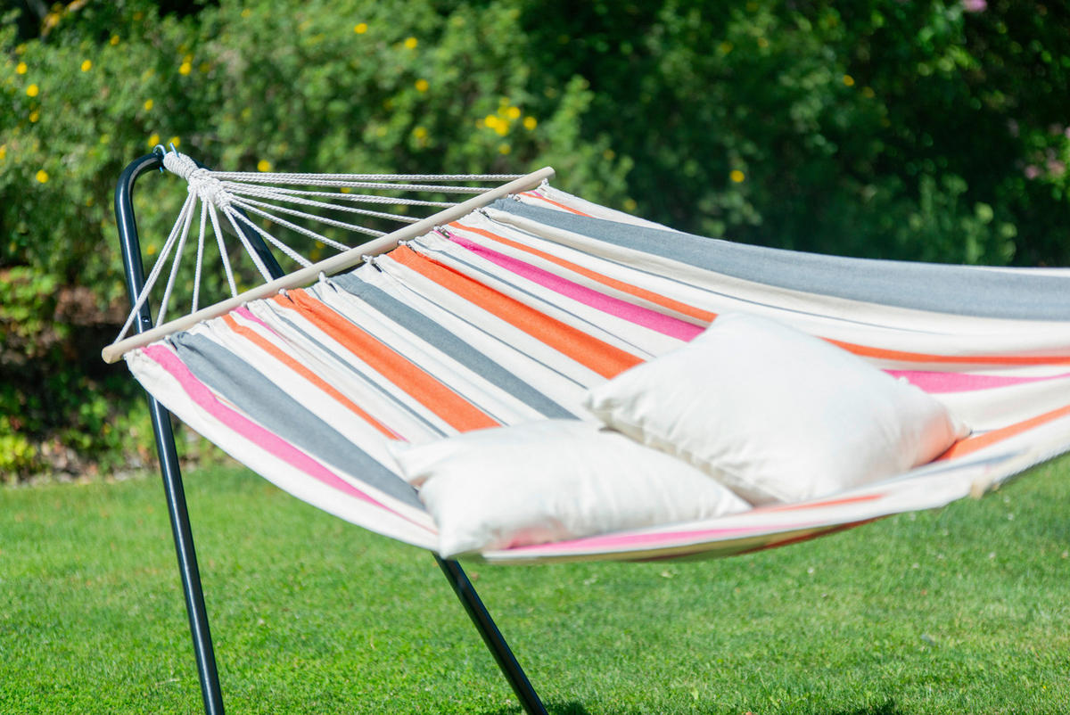 HÄNGEMATTE chilllounge single  - Blau/Orange, KONVENTIONELL, Textil/Metall (300/74/105cm) - La Siesta