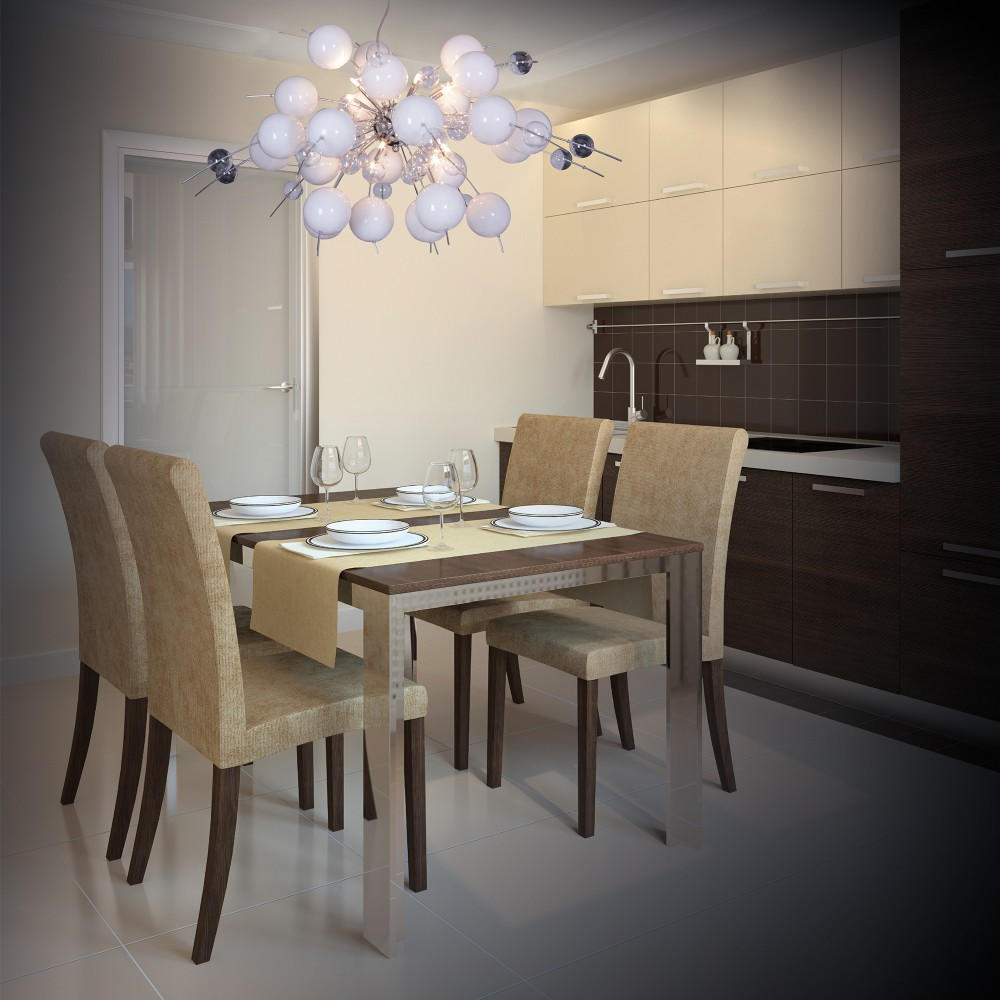 HÄNGELEUCHTE EXPLOSION 98/150 cm   - Chromfarben/Klar, Design, Glas/Metall (98/150cm) - Näve