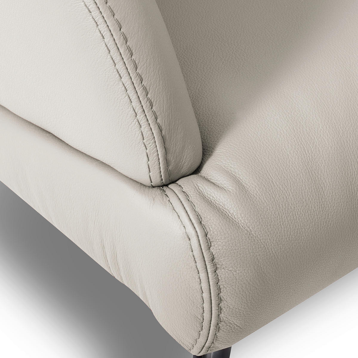 SESSEL Echtleder Platinfarben  - Platinfarben/Schwarz, Design, Leder/Metall (67/87/74cm) - Livetastic