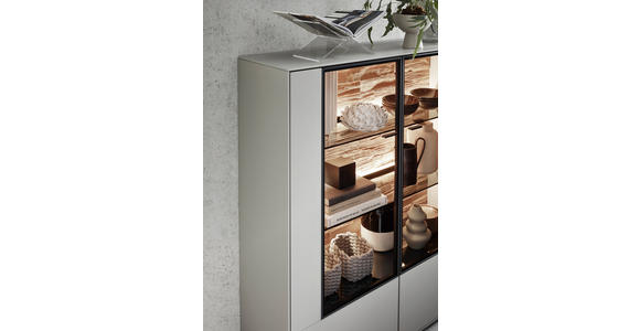 HIGHBOARD Grau 121,9/138,3/37,1 cm - Schwarz/Grau, Design, Glas/Holzwerkstoff (121,9/138,3/37,1cm) - Dieter Knoll