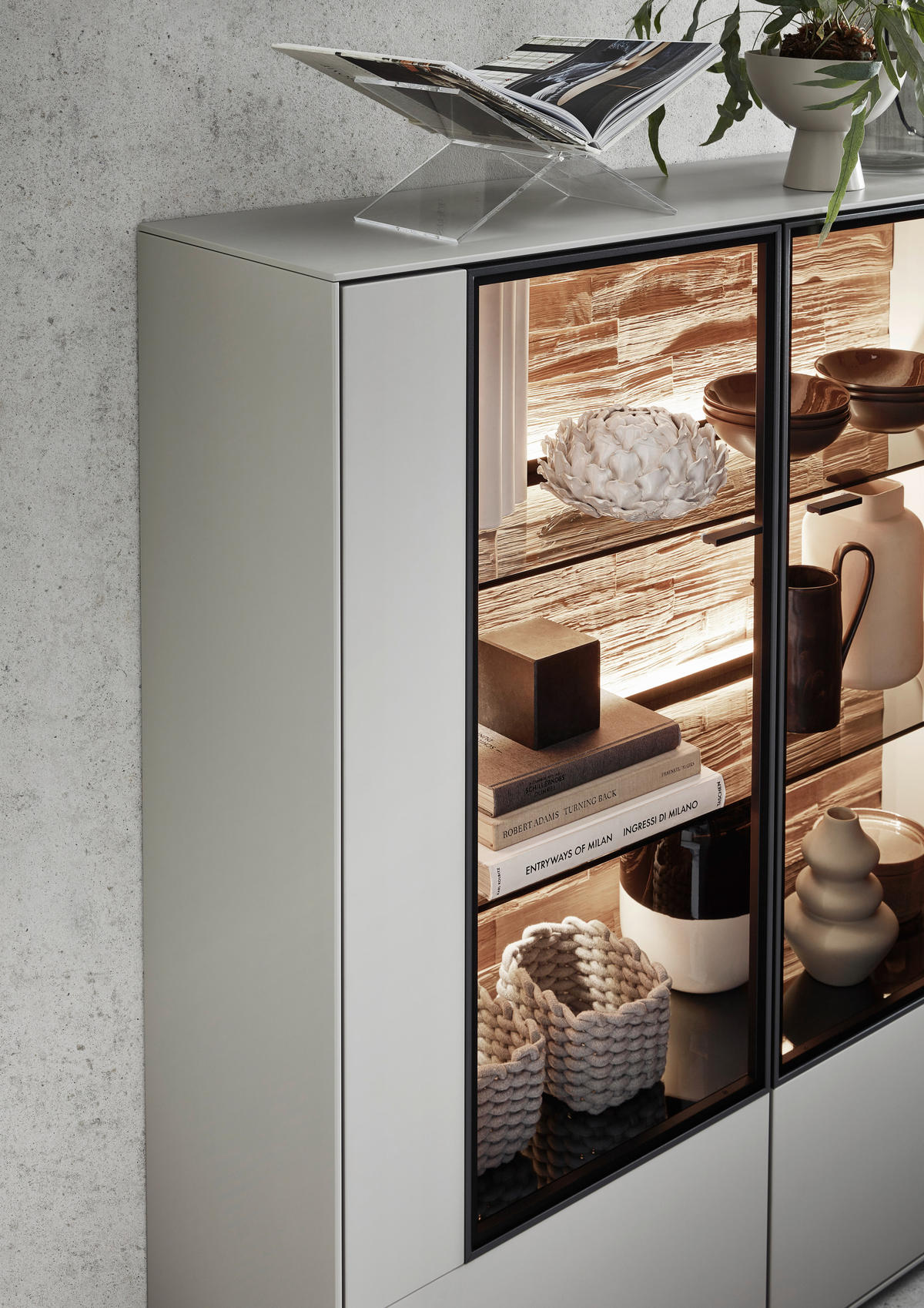 HIGHBOARD Grau  121,9/138,3/37,1 cm  - Schwarz/Grau, Design, Glas/Holzwerkstoff (121,9/138,3/37,1cm) - Dieter Knoll