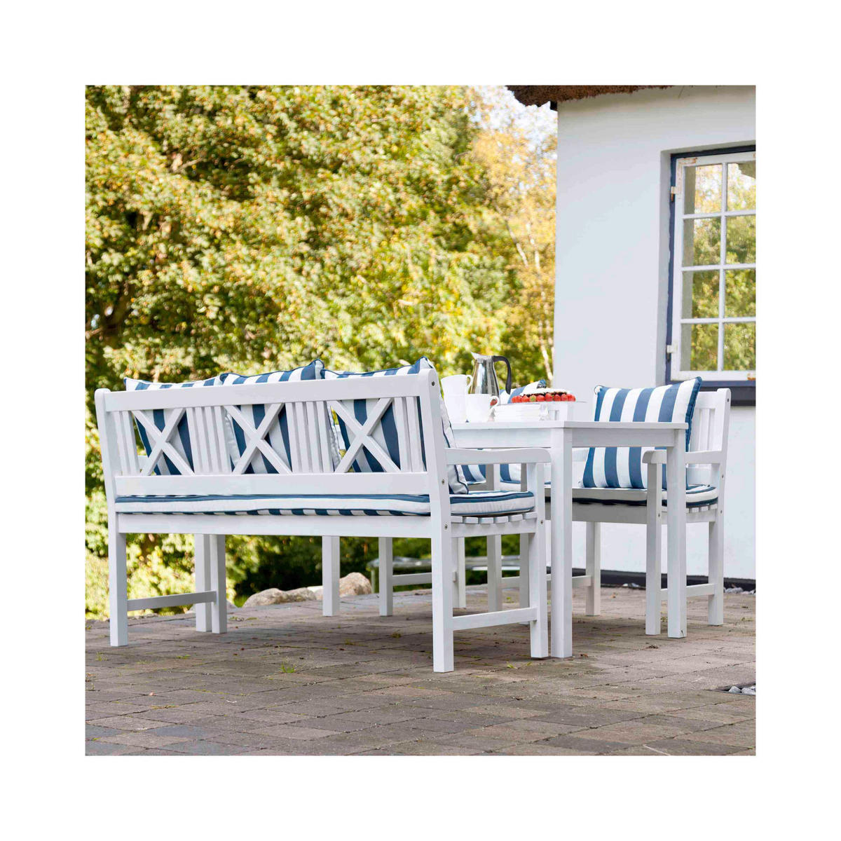 GARTENTISCH 165/80/75 cm Holz Weiss Hochglanz rechteckig  - Weiss Hochglanz, Natur, Holz (165/80/75cm) - Gardenson