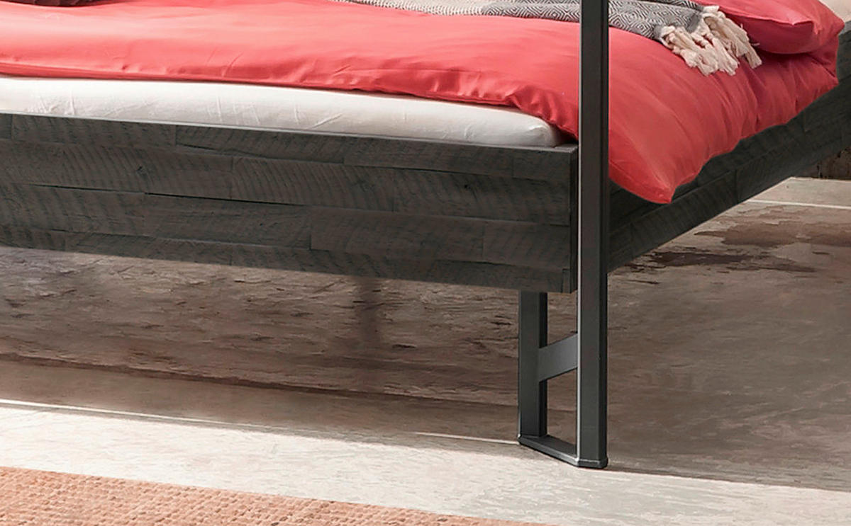 HIMMELBETT 140/200 cm  in Anthrazit, Akaziefarben, Dunkelgrau  - Dunkelgrau/Anthrazit, Natur, Holz/Metall (140/200cm) - Hasena