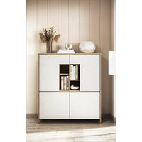 HIGHBOARD , 111/125/39 cm,  - Eichefarben/Weiß, Design, Holzwerkstoff (111/125/39cm) - MID.YOU