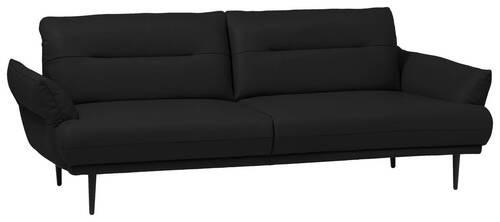 3-SITZER-SOFA Lederlook Schwarz  - Schwarz, Design, Holz/Textil (213/85/96cm) - Livetastic
