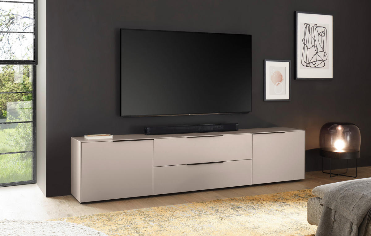 LOWBOARD  220/50/38 cm 1 Schublade(n) Beimöbel erhältlich, stehend  - Kaschmir/Schwarz, Design, Holzwerkstoff/Kunststoff (220/50/38cm) - Voleo