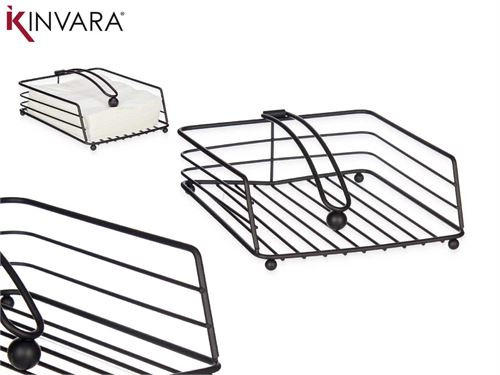 DRŽAČ SALVETA KINVARA  - crna, Basics, metal (19,5/19/7,5cm)