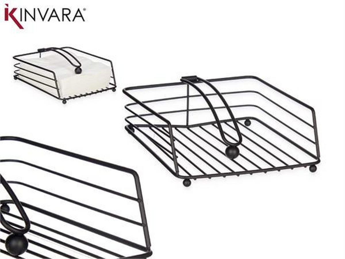 DRŽAČ ZA SALVETE crna  - crna, Osnovno, metal (19,5/19/7,5cm)