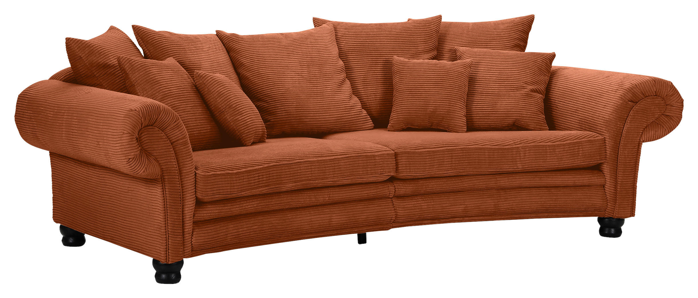 MEGASOFA Cord Terracotta  - Terracotta/Schwarz, ROMANTIK / LANDHAUS, Holz/Textil (276/81/140cm) - Landscape