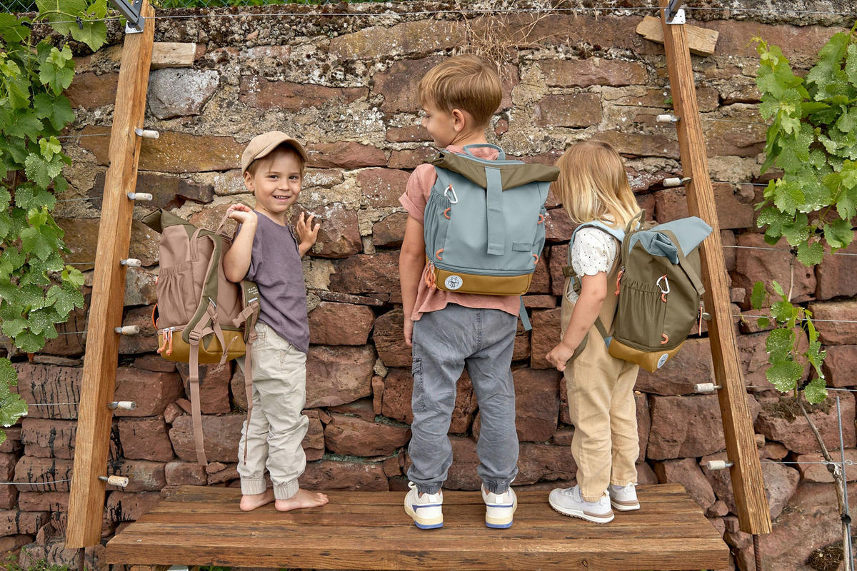 KINDERRUCKSACK Rolltop  - Olivgrün, Basics, Textil (23/11/32,5cm) - Lässig