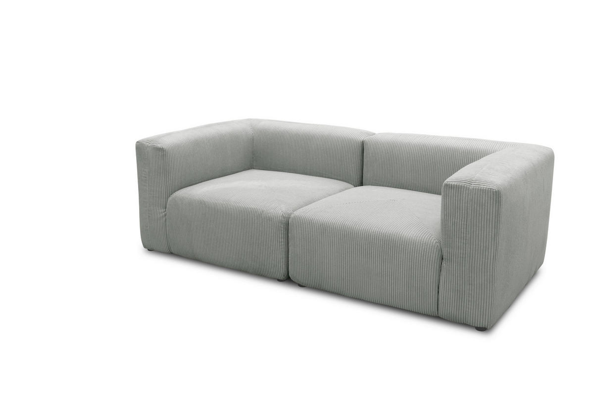 2-SITZER-SOFA Cord, Mikrofaser Hellgrau  - Hellgrau/Schwarz, Design, Kunststoff/Textil (216/69/108cm) - MID.YOU