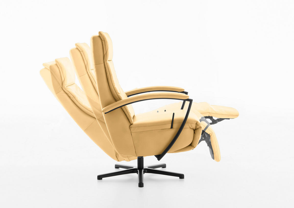 RELAXSESSEL in Leder Gelb  - Gelb/Schwarz, Design, Leder/Metall (76/112/83cm) - Beldomo Speed