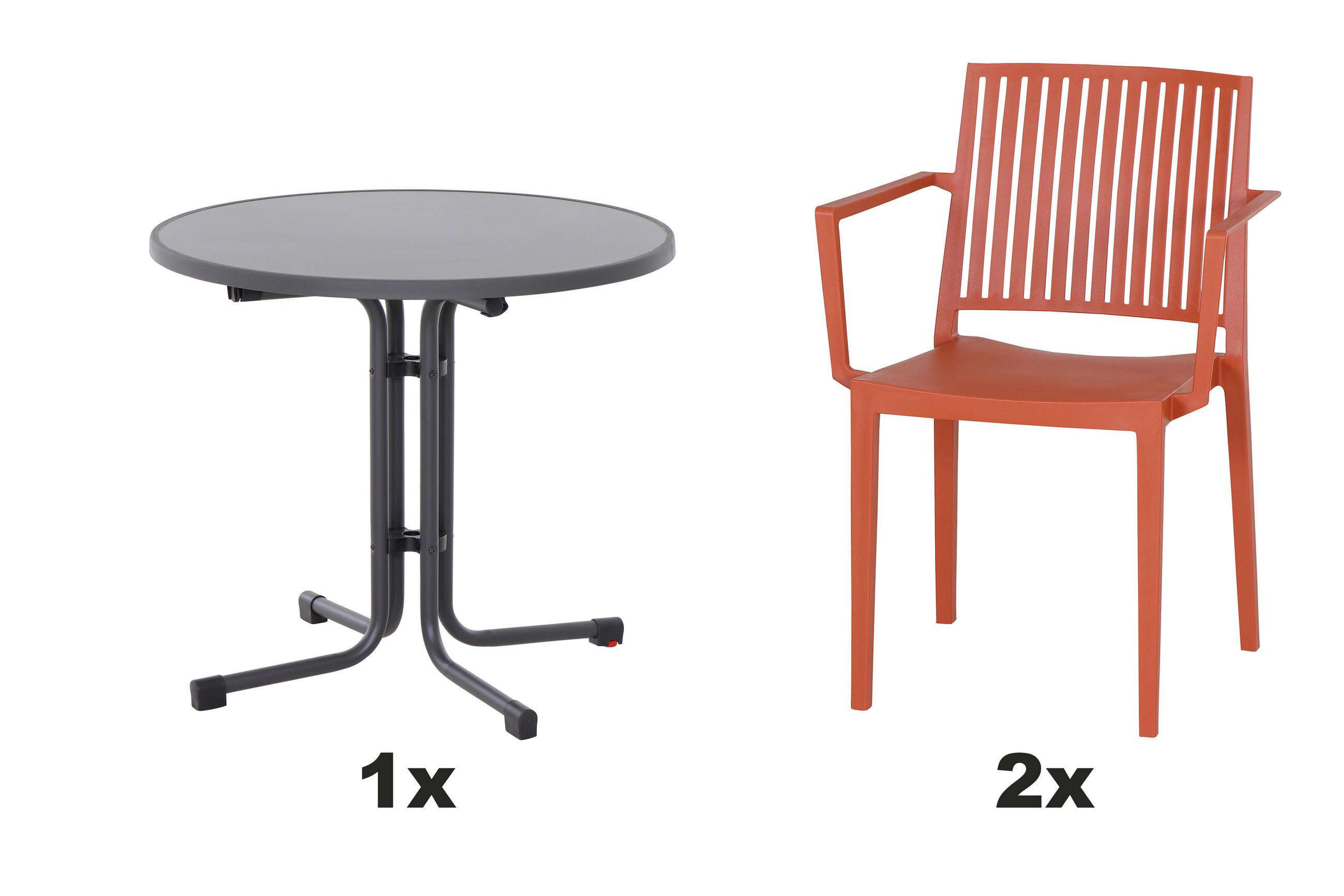 GARTENGARNITUR 3-teilig  - Rot, Basics (80/80/80cm) - Siena Garden