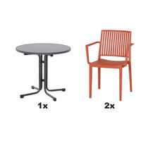 GARTENGARNITUR 3-teilig  - Rot, Basics (80/80/80cm) - Siena Garden