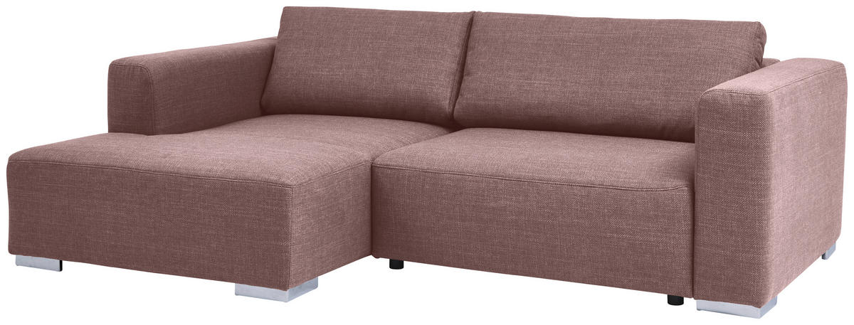 ECKSOFA inkl. Funktion Heaven Dunkelrosa Flachgewebe  - Chromfarben/Dunkelrosa, KONVENTIONELL, Textil/Metall (162/242cm) - Tom Tailor
