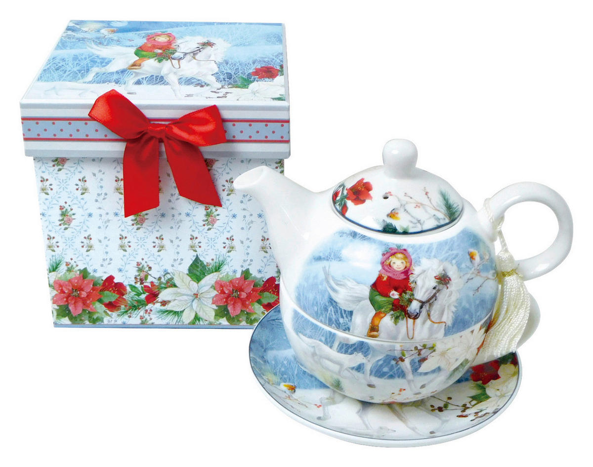 ČAJOVÁ SOUPRAVA PRO JEDNOHO 490 ml - vícebarevná, Trend, keramika (17/14cm) - X-Mas