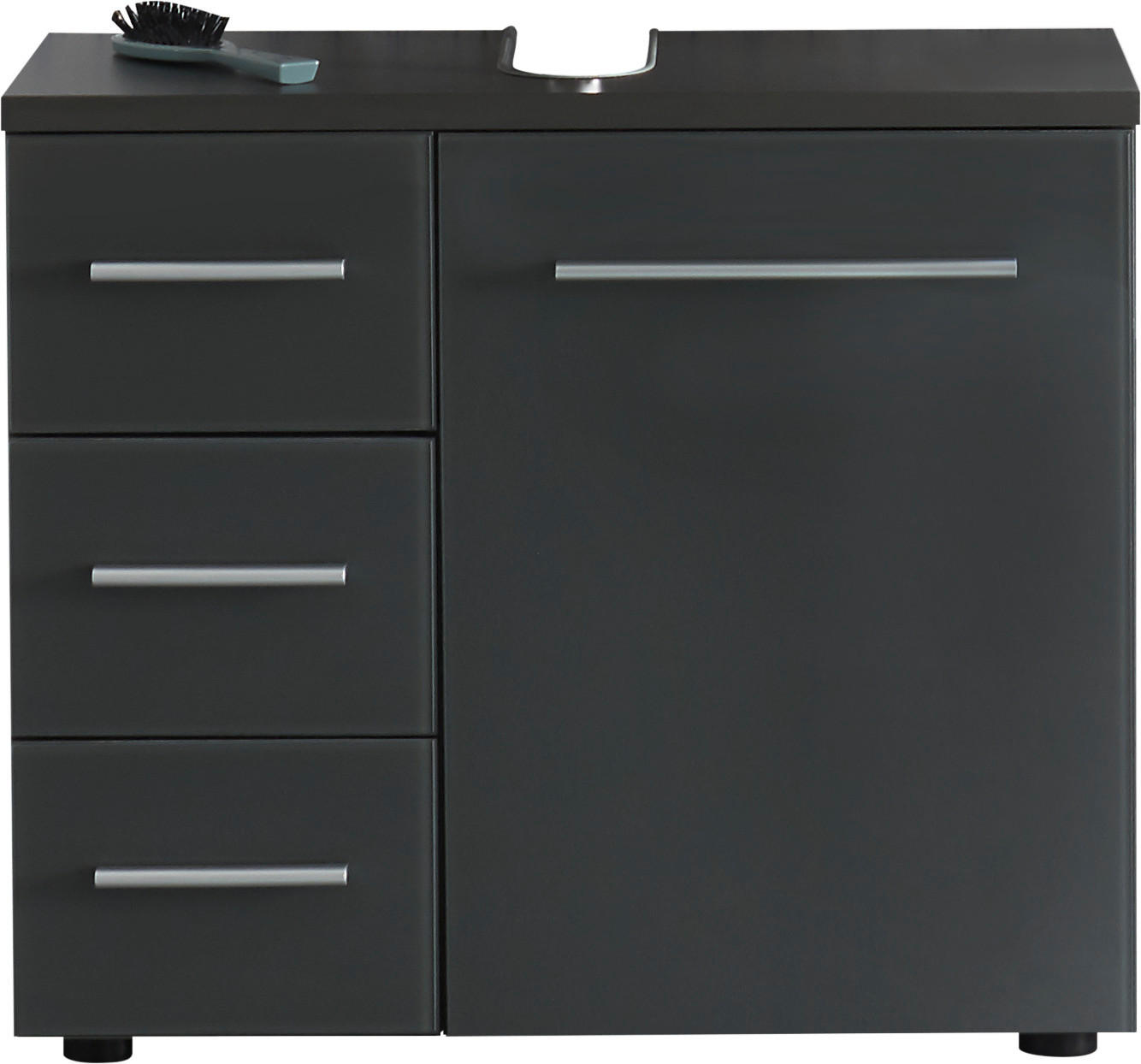 WASCHBECKENUNTERSCHRANK 69/60/32 cm  - Alufarben/Schwarz, Basics, Glas/Holzwerkstoff (69/60/32cm) - Livetastic