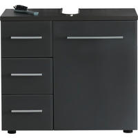 WASCHBECKENUNTERSCHRANK 69/60/32 cm  - Alufarben/Schwarz, Basics, Glas/Holzwerkstoff (69/60/32cm) - Livetastic