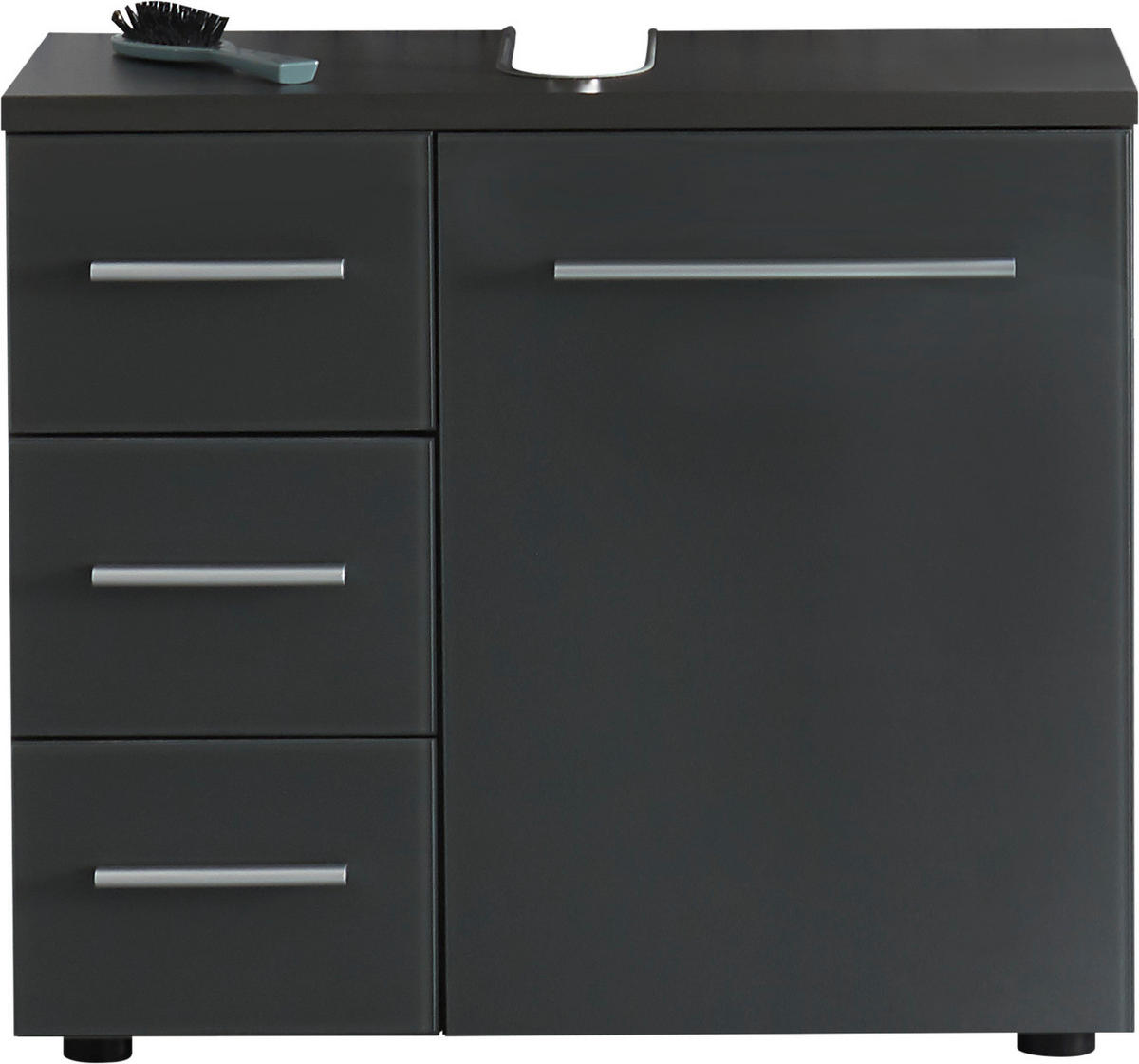 WASCHBECKENUNTERSCHRANK 69/60/32 cm  - Alufarben/Schwarz, Basics, Glas/Holzwerkstoff (69/60/32cm) - Livetastic