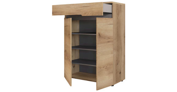 GARDEROBE  in 245/192/38 cm  - Eichefarben/Graphitfarben, KONVENTIONELL, Glas/Holzwerkstoff (245/192/38cm) - Xora