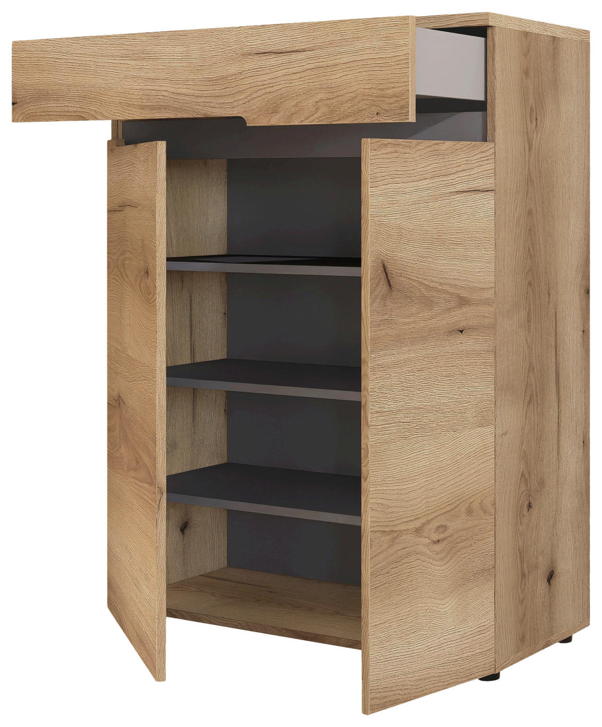 SCHUHSCHRANK Eichefarben  - Eichefarben/Schwarz, KONVENTIONELL, Holzwerkstoff (80/107/38cm) - Xora