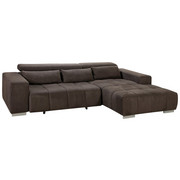 SEDEŽNA GARNITURA, rjava tekstil - krom/rjava, Design, kovina/tekstil (303/70/185cm) - Welnova
