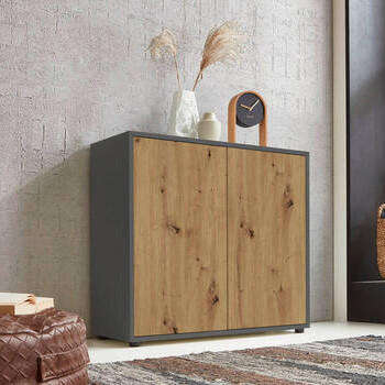 KOMMODE Mailand Typ 4  in 79/73/33 cm  - Anthrazit/Schwarz, MODERN, Holzwerkstoff/Kunststoff (79/73/33cm) - MID.YOU