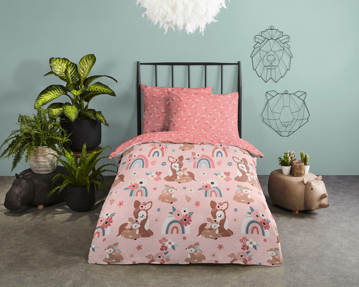 KINDERBETTWÄSCHE 140/200 cm  - Hellrosa/Rosa, Trend, Textil (140/200cm)
