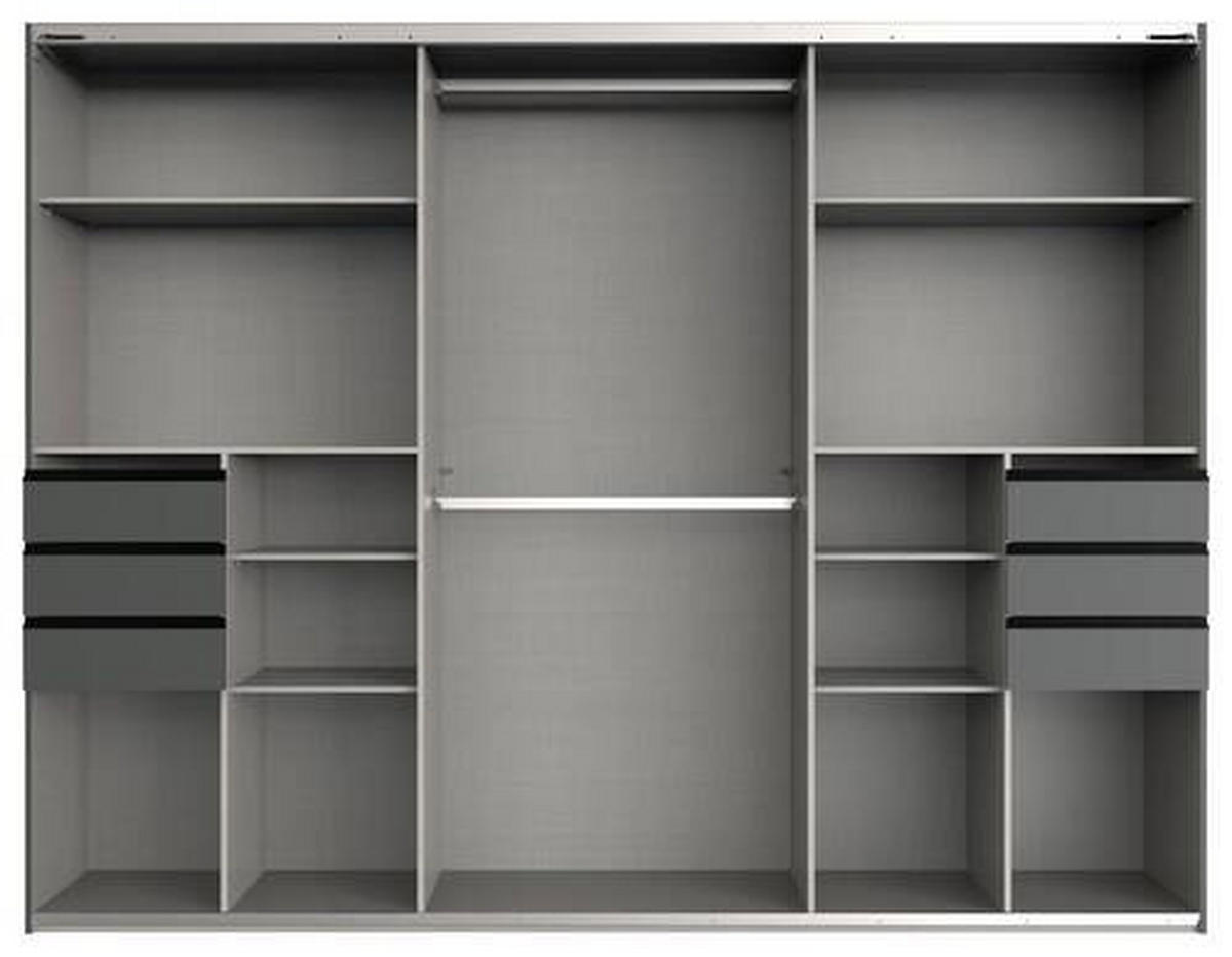 OMARA Z DRSNIMI VRATI, barve grafita, barve hrasta  - barve hrasta/barve aluminija, Basics, kovina/steklo (270/208/64cm) - MID.YOU