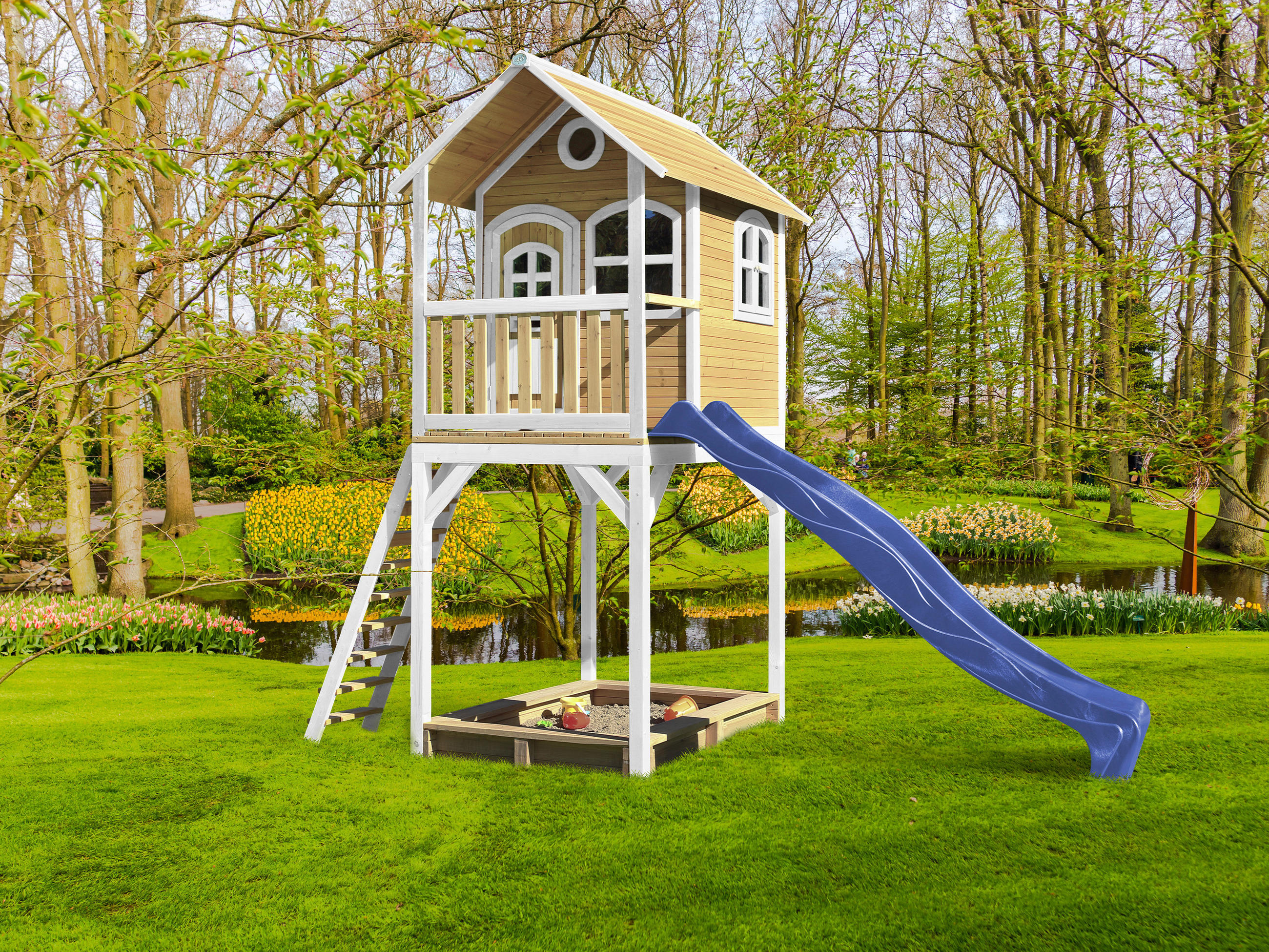 LEKTORN 420/320/191 cm SPIELTURM ROMY  - vit/brun, Klassisk, trä/plast (420/320/191cm)