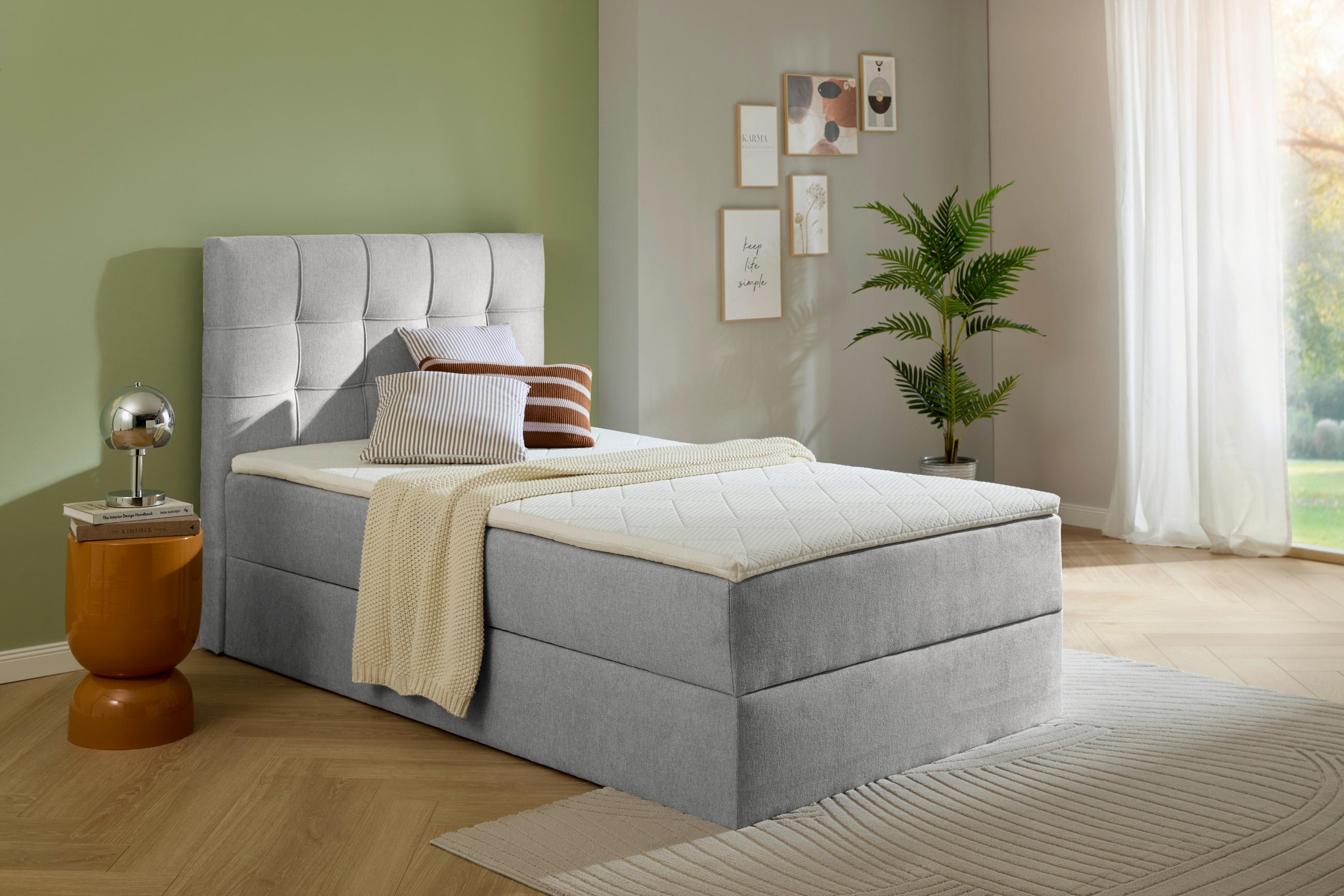 BOXBETT 90/200 cm  in Grau  - Schwarz/Grau, KONVENTIONELL, Kunststoff/Textil (90/200cm) - Boxxx