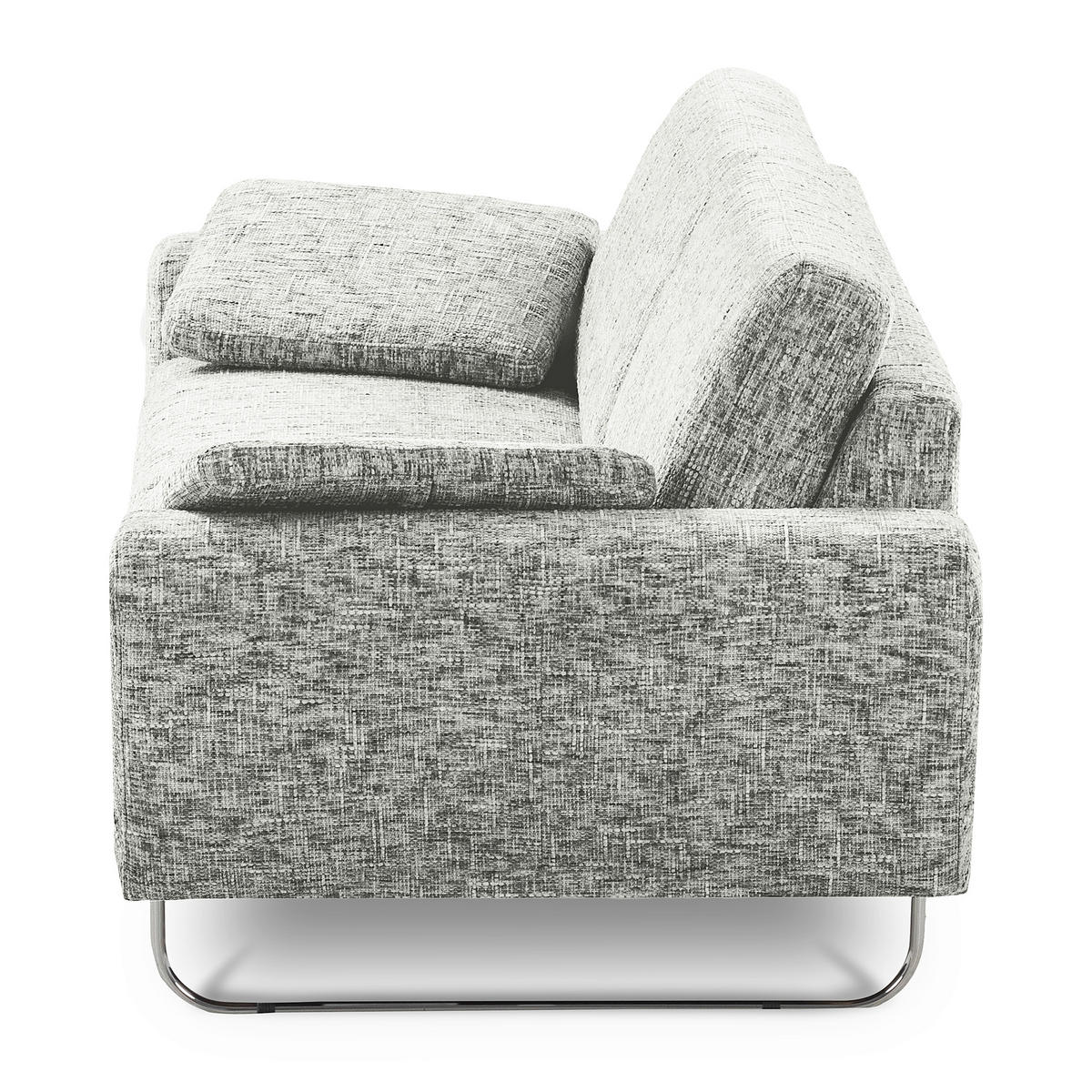2-SITZER-SOFA SPRING in Webstoff Grau Modern  - Chromfarben/Grau, Design, Textil/Metall (157/85/92cm) - Livetastic