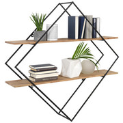 REGÁL NÁSTĚNNÝ, barvy akácie, tmavě šedá - tmavě šedá/barvy akácie, Trend, kov/dřevo (107/107/26cm) - Ambia Home