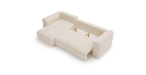 ECKSOFA in Cord Creme  - Creme/Schwarz, MODERN, Kunststoff/Textil (150/245cm) - Carryhome