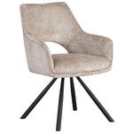 ARMLEHNSTUHL  in Eisen Teddystoff  - Taupe/Schwarz, Design, Textil/Metall (60/85/63cm) - Ambia Home