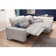 ECKSOFA in Flachgewebe Hellgrau  - Hellgrau/Schwarz, KONVENTIONELL, Textil/Metall (284/180cm) - Hom`in