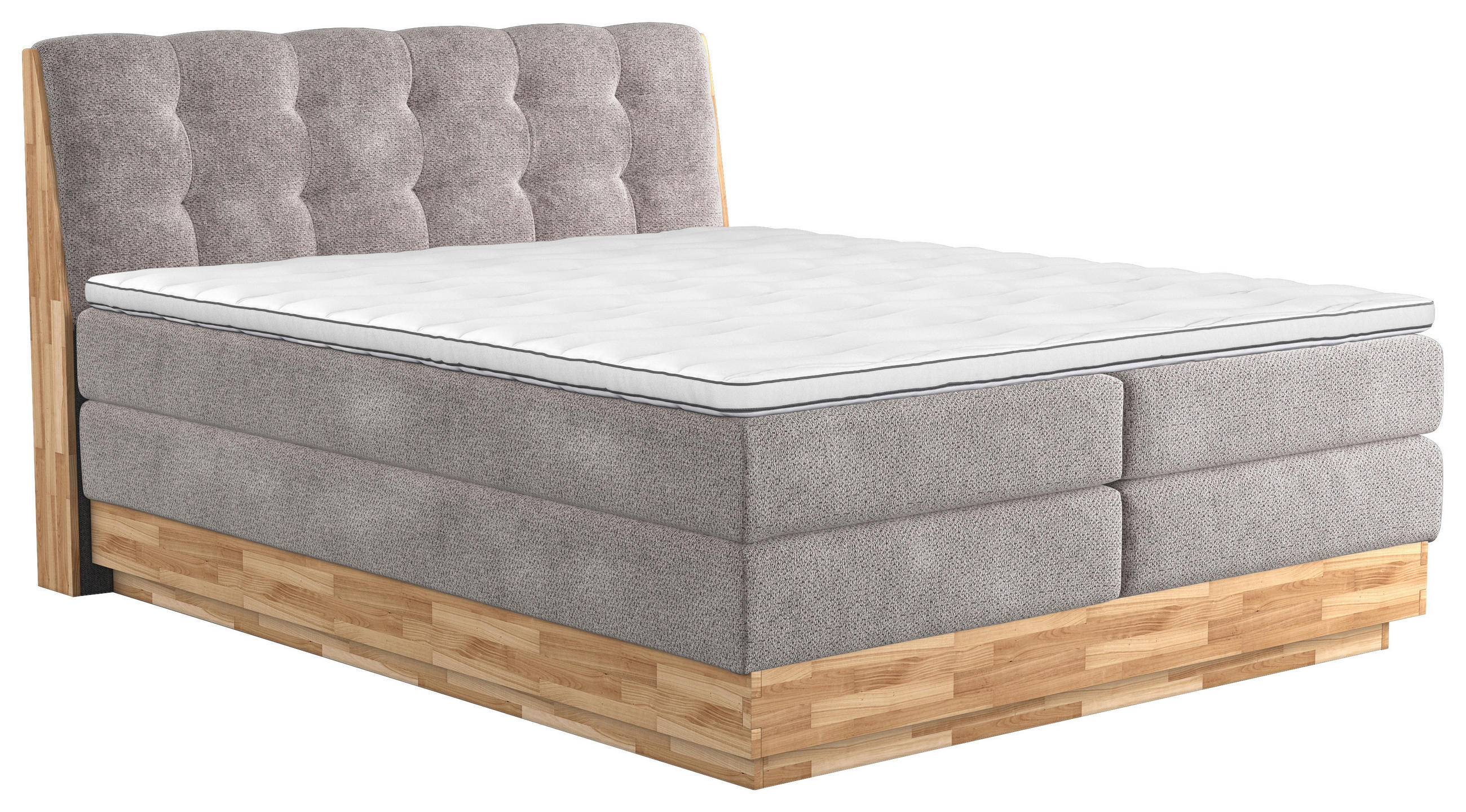 BOXSPRING-ÁGY 160/200 cm  bézs  - bézs/fekete, Natur, textil/fa (160/200cm)
