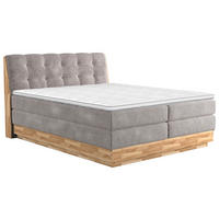 BOXSPRINGBETT 160/200 cm  in Beige  - Beige/Schwarz, Natur, Holz/Textil (160/200cm)